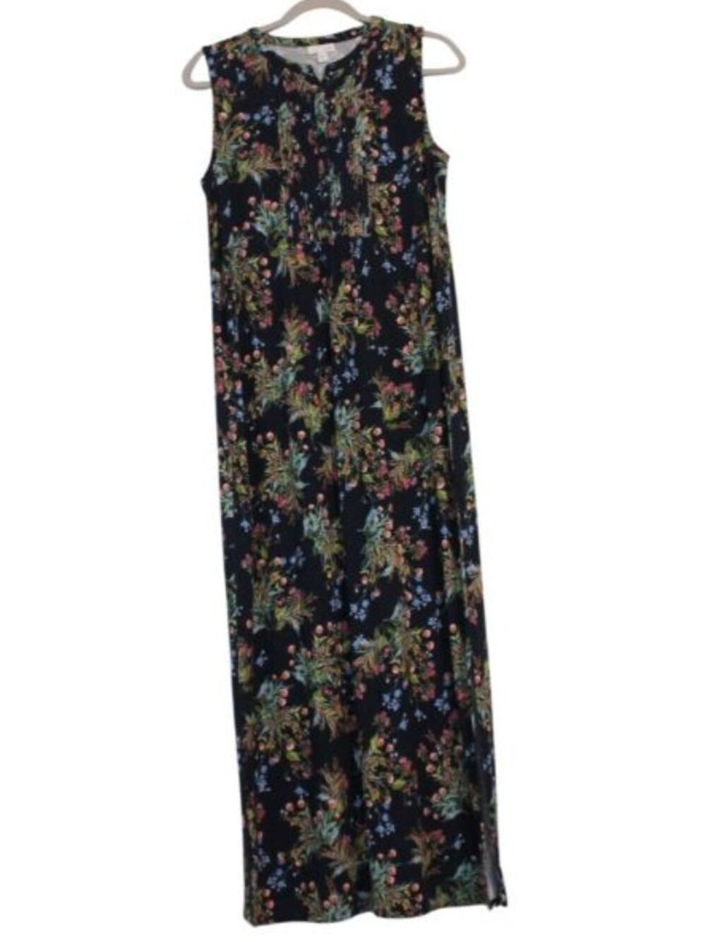 J Jill Maxi Dress Size Small Tall Multicolor Floral Boho Preppy Stretch Knit